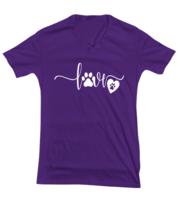 Dogs TShirt Love Dog Paws Purple-V-Tee  - £17.65 GBP