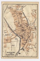 1906 Antique City Map Of Worcester / Worcestershire / West Midlands / England - £16.74 GBP