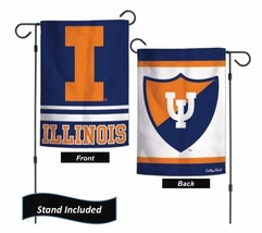 Illinois Fighting Illini Garden Flag Set with Stand, Printed in The USA, 12.5&quot; x - $32.90