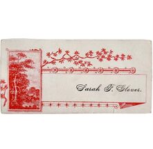 C1900s Calling Business Card Victorian Sarah F Glover Tennessee Red Desi... - $17.36 CAD
