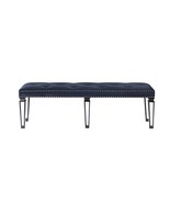 Varian 60&quot; Bench, Mirrored, Dark Navy Velvet &amp; Black &amp; Sliver Finish - €283,01 EUR