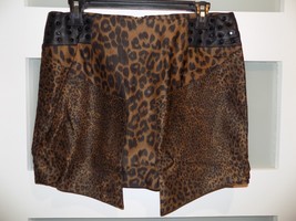 English Rose Leopard Print Studded Mini Skirt Brown Black Size L Women&#39;s... - $35.88
