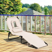 Lounge Chair Outdoor Folding Chaise Beach Pool Patio Bed with Adjustable Back an - £108.26 GBP