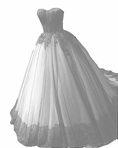 Kivary Plus Size Tulle Ball Gown Gothic Long Prom Wedding Dress Black White US 2