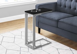 C-Shape Accent Table - Black Laminate, Grey Metal End/Side Snack Table - $74.99