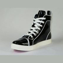 Mens High Top Shoes By FIESSO AURELIO GARCIA, Shiny Patent Leather 2416 Black image 4