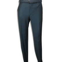 Men's MONO Turkey Slacks 100% Wool Plain Front Regular Fit 2501-17 D. Teal image 2