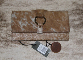 Myra Bags #3124 Leather/Hairon 7.5&quot;x4&quot; Sorrel/White Wallet~Card Slots~Po... - £26.44 GBP