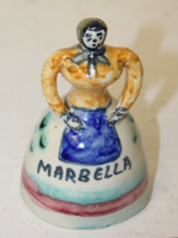 Vintage Marbella Spanish Ceramic Bell Signed F M Clay Lady Woman Girl in Scarf - $12.00