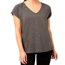 allbrand365 designer Womens Yogo Shoulder Sleeve V Neck Blouse,Charcoal,X-Small - £29.69 GBP