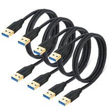 Usb 3.0 A To A Cable, 4-Pack 1M/3Ft Short Type A Male To Male Braided Usb Cable  - £24.34 GBP