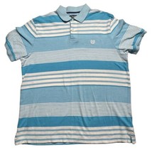 Chaps Shirt Mens Large Blue White Striped Polo Natural Stretch Collared ... - £10.04 GBP