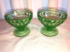 Two Green Cubist Sherbets Depression Glass Mint - $14.99