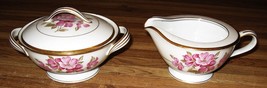 Vintage Noritake 5235 Pink Floral Dogwood Cream Pitcher &amp; Covered Sugar Bowl/New - £27.78 GBP