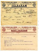 Postal Telegraph &amp; The Commercial Cable Company Telegram &amp; Night Telegra... - $17.82