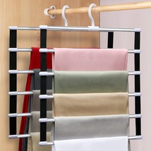 (2) Closet Organizer Space Saver Pant Hanger 5 Layers Jeans Trousers Sca... - £7.71 GBP