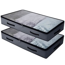 Foldable Underbed Bags - Pack Of 2, Transparent Zip Lid Under Bed Storage Bags F - £23.97 GBP