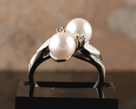 *14k White Gold Natural Pearl/Diamond Ring Size 6.25 - $8,284.57 MXN