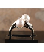*14k White Gold Natural Pearl/Diamond Ring Size 6.25 - $8,188.77 MXN