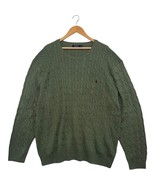 Polo Ralph Lauren Sweater Mens 5XB Green Silk Cable Knit Crewneck Preppy... - $138.92 CAD