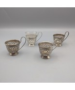 3 sterling silver Cup Holders And 1 Glass demitasse cup - $205.01 CAD