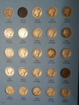 NEAR COMPLETE COLLECTION 76 MERCURY DIMES 1916-1945 ALBUM NO 1916D 90% S... - $435.00