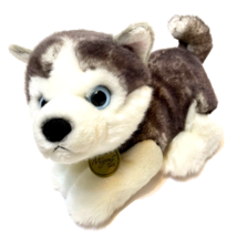 Miyoni Tots Aurora Siberian Husky Plush Stuffed Dog Blue Eyes Brown White 9&quot; - £10.74 GBP