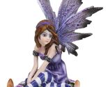 Toadstool Garden Lavender Purple Girl Fairy With Flitting Butterfly Figu... - $36.99