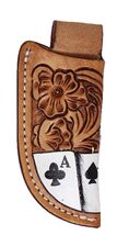 Western Leather Poker Floral Tooled Knife Holder Vertical Sheath 29RST12A - $24.74