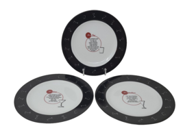 Pottery Barn Retro Bar Salad Appetizer Plates (3) Mixed Drink Recipes 8.25&quot;  - £9.95 GBP