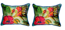 Pair of Betsy Drake Lighthouse and Florals Large Pillows 16 Inch x 20 Inch - £71.21 GBP