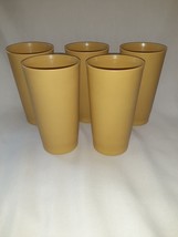 Vintage Tupperware Cups 12 oz Tumblers Set of 5 Harvest Gold #873, 5.25” Tall - $10.00