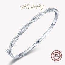 Hight Quality 925 Sterling Silver Twinkling Zircon Geometric Cross Line Bracelet - $51.49