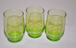Vintage Small Green Juice Glasses 5 oz Set of 3 - £9.48 GBP