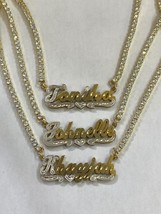 Personalized 14k gold overlay Name Necklace cz stone chain /bling - £51.79 GBP