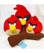 Angry Birds Red Bird Plush Mixed Lot of 3: Large Small Slingshot Commonw... - $20.53