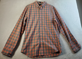 J.CREW Shirt Mens Size Medium Orange Gray Check Long Sleeve Collared Button Down - £12.34 GBP