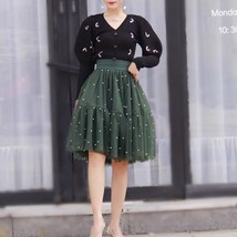 OLIVE GREEN A-line Knee Length Tulle Skirt Women Plus Size Fluffy Tulle Skirt image 1