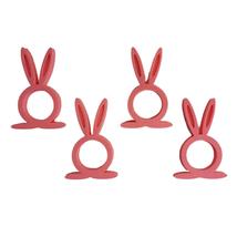 Easter Bunny Rabbit Ears Set of 4 Pink Napkin Rings Holders USA PR202-PNK-4 - £3.98 GBP