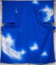 Blue Tsukesage with Glowing Flowers - Vintage Silk Formal Women&#39;s Kimono... - £35.26 GBP
