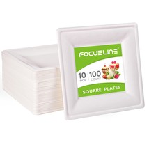 100Pcs 10Inch Compostable Paper Plates, Square Plates Disposable Eco-Friendly Bi - £41.11 GBP