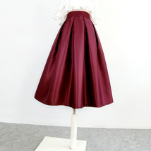 Black A-line Pleated Midi Skirt Outfit Women Custom Plus Size Party Midi Skirt image 12