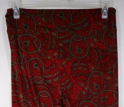 New LuLaRoe Tall &amp; Curvy Leggings Red With Olive Green Floral Paisley De... - £12.20 GBP