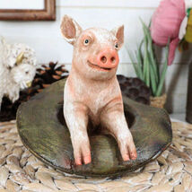 Country Farmside Western Adorable "Babe" Pink Pig In Cowboy Hat Figurine... - $28.99