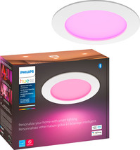 Philips - Hue White and Color Ambiance Bluetooth Slim Downlight 6" - White - £90.15 GBP