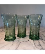 3 VINTAGE Coca Cola Coke Green Pint Drinking Glasses 6.5x4&quot; Set Lot - $14.95