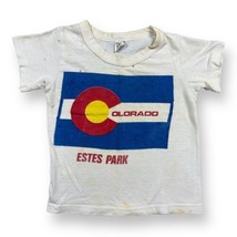 Vintage 80s Childs Hanes Travel Estes Park Colorado Flag Stains Shirt US... - £15.49 GBP