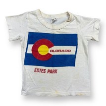 Vintage 80s Childs Hanes Travel Estes Park Colorado Flag Stains Shirt USA sz 6 - £14.80 GBP