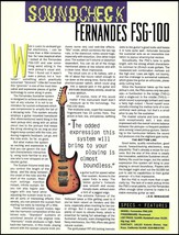 Fernandes FSG-100 electric guitar review 1994 sound check article 8 x 11... - $4.00