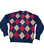 Peter Scott Men’s Sweater Navy Argyle Pattern Wool And Cashmere XL Scotland - £30.31 GBP
